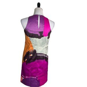 Abstract Print Satin Shift Dress
